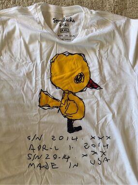 Tom Sachs Love Bird White Graphic T-Shirt Men’s XXL Crew Neck Made in USA